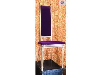 Fabs! Gothic Purple Velour Upholstered Boudoir Chair Tall Thin