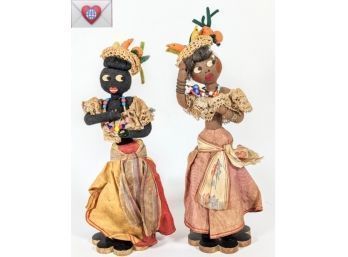 Charming Pair Of Vintage Felt Dolls ~ BRAZIL BONECAS TIPICAS BRASILEIRA