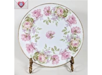 3 French Limoges Porcelain Pink Roses Dinner Plates ~ Higgens And Seiter New York