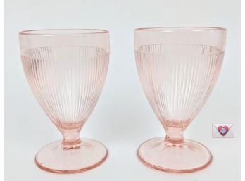 Eversweet Pair Of 1930s Pink Depression Glass Short Glasses