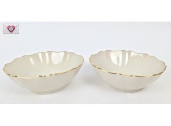 Matched Set Lenox Fine Porcelain Bowls With Hand-painted Gold Accents