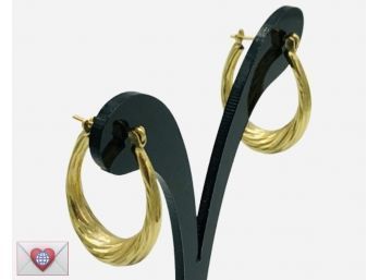 1.7g ~ Solid 14K Yellow Gold Smaller Oval Hoop Pierced Earrings