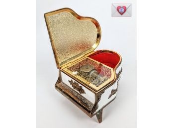 Porcelain Grand Piano Shaped Music Box Trinket Box With Brass Accents By The S.F. Music Box Co.