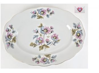 Fine Jarolina Polish China Large Serving Platter With A Blue Floral Pattern
