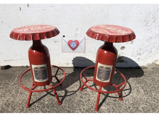 Ab Fab! Vintage Swivel-Up {Short To Tall} Metal Wine Bottle Beer Bottle Top Bar Stools ~ Killer ~ Well Made!