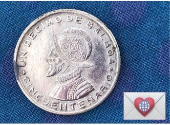 .900 Silver 1953 Panama Un Decimo 1/10 De Balboa ~ Frick Estate Provenance {World Coin U}