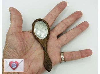 Tiny Antique Handmade Wooden Mirror For Your Littlest Vintage Girl  :- )