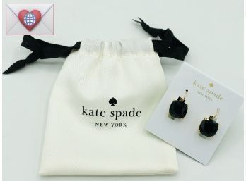 Brand New $48 Kate Spade Gold Tone And Black Jet Crystal Dangle Post Earrings