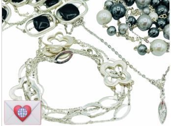 50 Shades Of Grey {Black And Silver} ~ 4 Necklaces Lot
