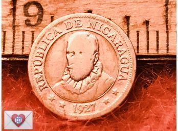 Coin Collectors ~1927 .800 Silver Nicaragua Coin ~ Frick Estate Provenance {World Coin C}