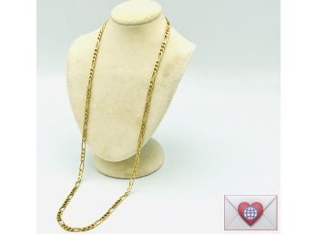 32.5g ~ 24' Long Solid 18K Italian 750 Gold Necklace Figaro Chain
