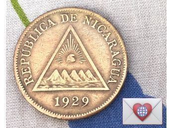 Coin Collectors ~ 1929 Republica De Nicaragua Un Centavo ~ Frick Estate Provenance {World Coin S}