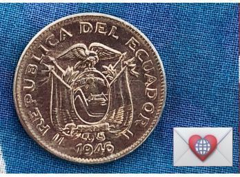 Coin Collectors ~ 1946 Republic De Ecuador 5 Centavos ~ Frick Estate Provenance {World Coin L}