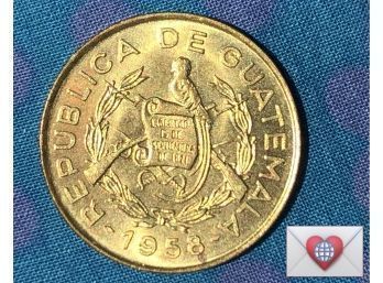 1958 Republica De Guatemala Un Centavo ~ Frick Estate Provenance {World Coin Y}