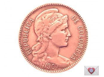 1907 Colombian 5 Pesos Papel Moneda ~ Henry Frick Estate Provenance {World Coin F}