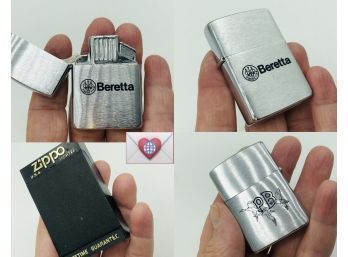 P. Beretta {Used Once} Zippo Lighter In Case