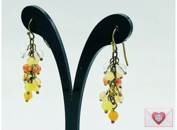 Coldwater Creek Delicate Melon Salad Beads Dangle Post Earrings