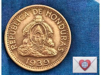Coin Collectors ~ 1939 Republica De Honduras 2 Centavos ~ Frick Estate Provenance {World Coin T}