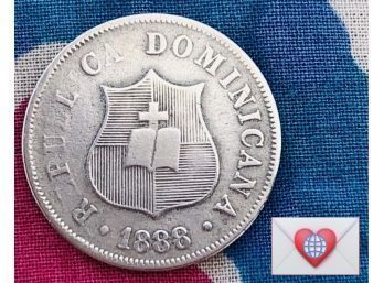Coin Collectors ~ 1888 Republica Dominicana 2 Centavos ~ Frick Estate Provenance {World Coin V}