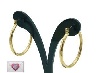 2.3g Solid 14K Yellow Gold Round Tube Hoop Earrings
