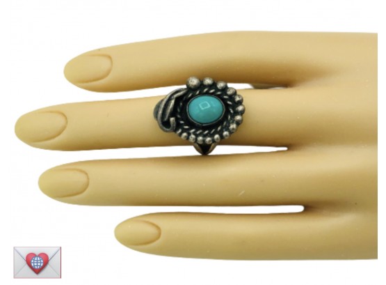 Old Pawn Pueblo Sterling And Turquoise Ring Size 6
