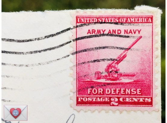 1942 Indicia ~  Army & Navy 2 Cent Stamp ~ Tiny Envelope