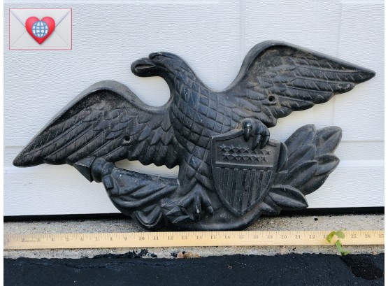 Large Old Heavy Painted Cast Metal Barn Eagle {#1} 27'