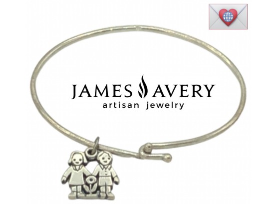 James Avery Vintage Sterling Best Friends Charm On Thick 925 Wire Bracelet