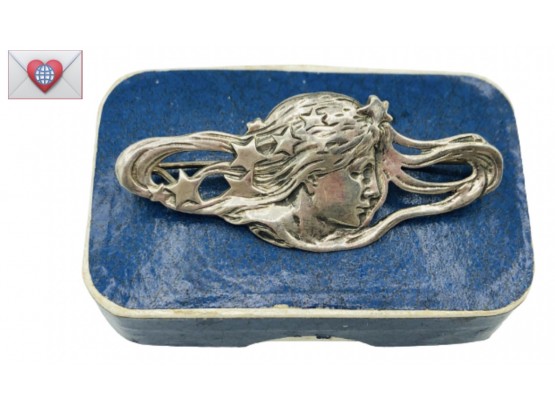 Art Nouveau Woman Antique Victorian Sterling Silver Brooch C Clasp