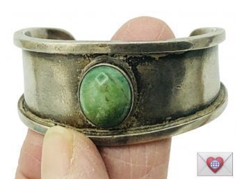 CRAZY RARE! Heavy LITTLE GIRLS Green Turquoise Vintage Patinated Sterling Bracelet Cuff ~ KILL ME NOW!