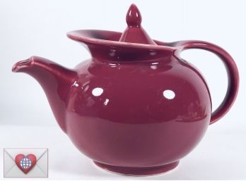 Deep Rose Vintage Signed HALL Stoneware Teapot