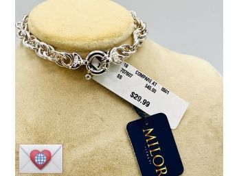 Brand New With Tags $30. MILOR Shiny Italian Sterling Silver Ring Links Bracelet ~ 12g