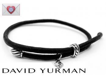 David Yurman 925 Black Leather Renaissance Bracelet Adjustable Bracelet