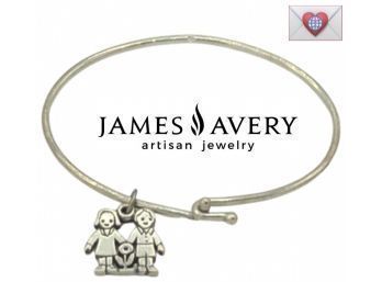 James Avery Vintage Sterling Best Friends Charm On Thick 925 Wire Bracelet