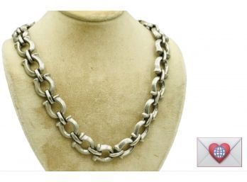 83g Handmade Massive Sterling Silver Horse Bit Gucci Style Super Heavy Vintage Chain Necklace ~ WOW!