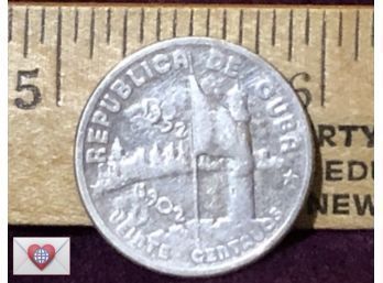.900 Silver 5g ~ Cuba 50th Anniversary 20 Centavos ~ Frick Provenance {World Coin CCC}