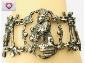 Superb Heavy English Sterling Silver Gicini Figurative Repousse Bracelet ~ Henry Frick Provenance ~ 56.8g