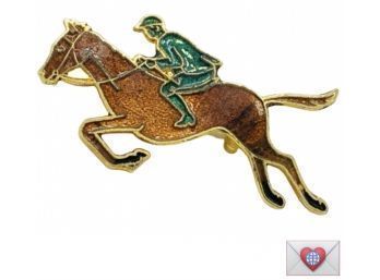 Cloisonne Enamel Dressage Horse Brooch/Pin MINT!
