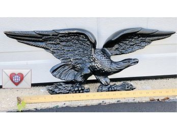 Large Old Heavy Painted Cast Metal Barn Eagle {#2} 24'