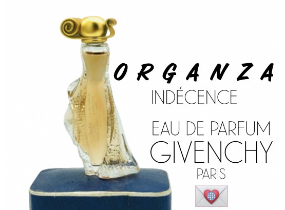 FABS! Small Givenchy Organza French Paris Perfume In Deco Pressed Glass Bottle With Extravagant Headpiece