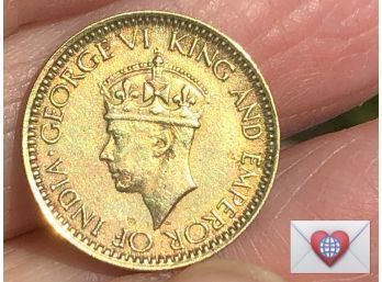 1943 Ceylon Sri Lanka 25 Cents George VI King And Emperor ~ Frick Estate Provenance {World Coin A-10}