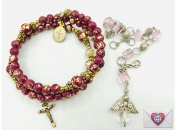2 Spiritual Catholic Christian Charm Beads Bracelets