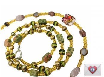 Complementary Pair Of Exquisite Artsy Beaded Necklaces Jasper Amethyst And More
