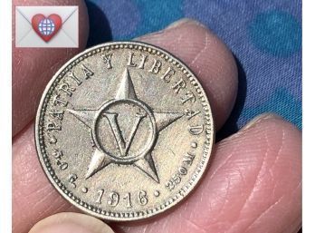 Coin Collectors ~ Cuba 1916 Cinco Centavos ~ Frick Estate Provenance {World Coin AA}