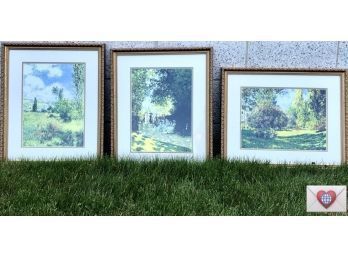 Giverny Gardens {Monet.s Home} 3 Large Beautifully Professionally Framed Prints Under Glass