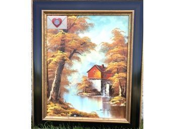 Original Signed Framed Oil Painting Of Riverside Sawmill In Autumn ~ Lovely