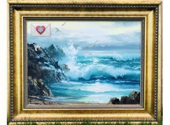 Magnificent Original Oceanscape Oil On Canvas ~ Beautifully Framed Signed Art