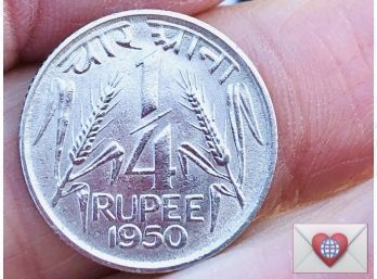 Coin Collectors ~ India 1950 Quarter Rupee ~ Frick Estate Provenance {World Coin A-4}