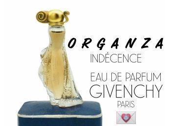 FABS! Small Givenchy Organza French Paris Perfume In Deco Pressed Glass Bottle With Extravagant Headpiece