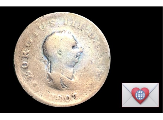Coin Collectors ~ 1807 Copper 1/2 Penny Great Britain George III ~ Frick Estate Provenance {World Coin H-3}